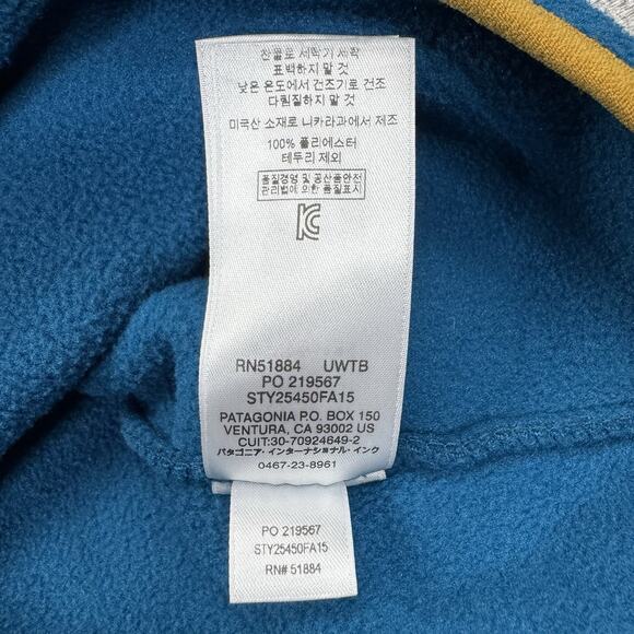 Vintage Patagonia Synchilla Men’s Sz M Yellow Blue Snap-T Fleece Pullover 25450 - Picture 7 of 9